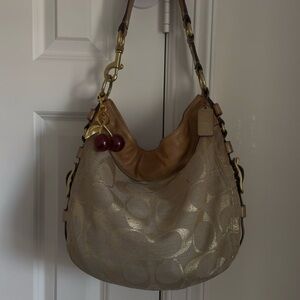 coach vintage gold tote bag